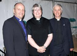 The Bishop of Connor, the Rev Amanda Adams and Canon Stuart Lloyd, rector of St Patrick's, Ballymena, following the Service of Insistution of the Rev Adams as rector of Ballyrashane and Kildollagh.
